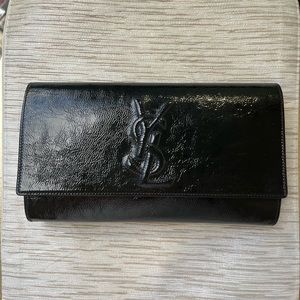 yves saint laurent belle de jour clutch Patent Navy Large